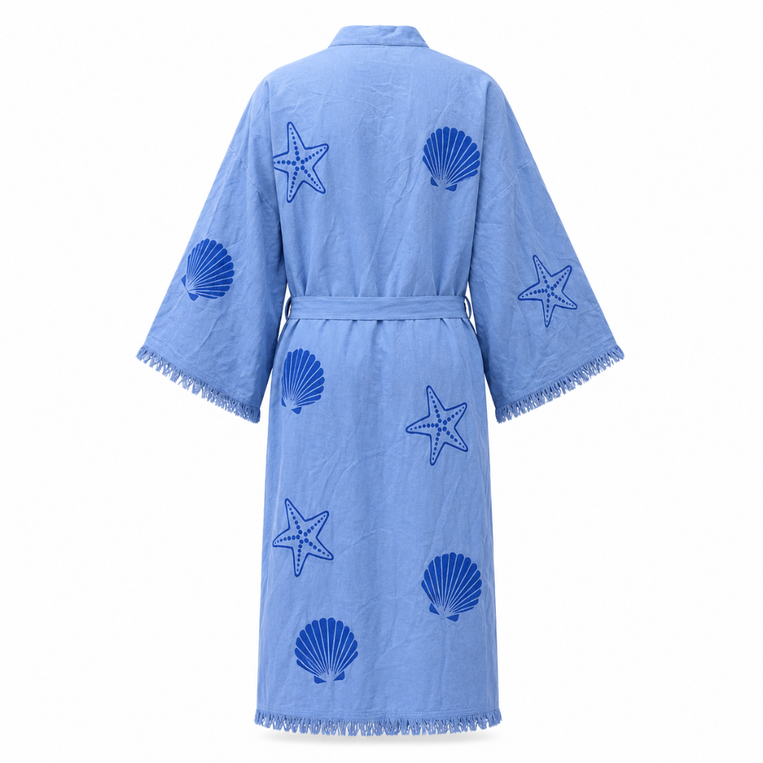 Lugano Pamuk Kimono / Sabahlık Mavi