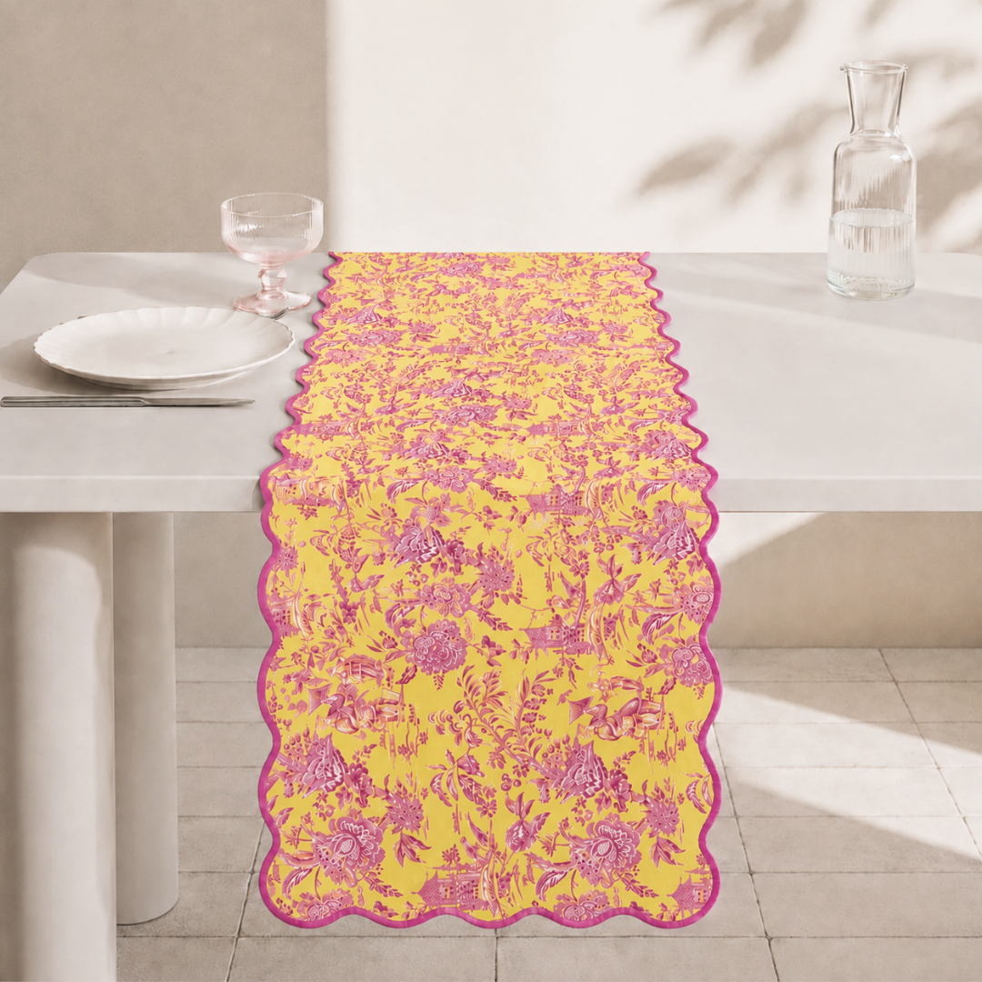 Kyoto Village Premium Dokuma Kıvrımlı Runner 45x150 cm Fuşya