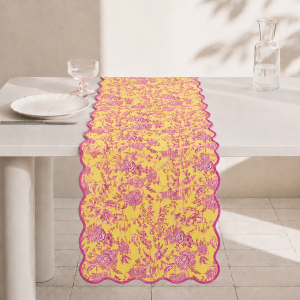 Kyoto Village Premium Dokuma Kıvrımlı Runner 45x150 cm Fuşya