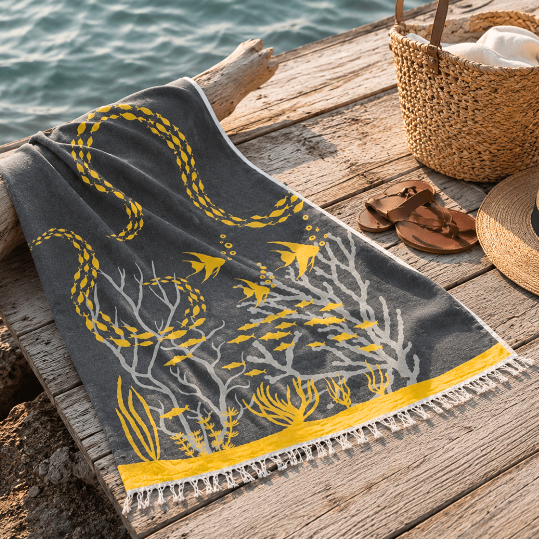 Ocean Throw Dokulu Pamuk Peştamal Füme