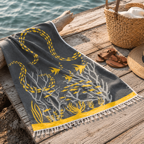 Ocean Throw Dokulu Pamuk Peştamal Füme