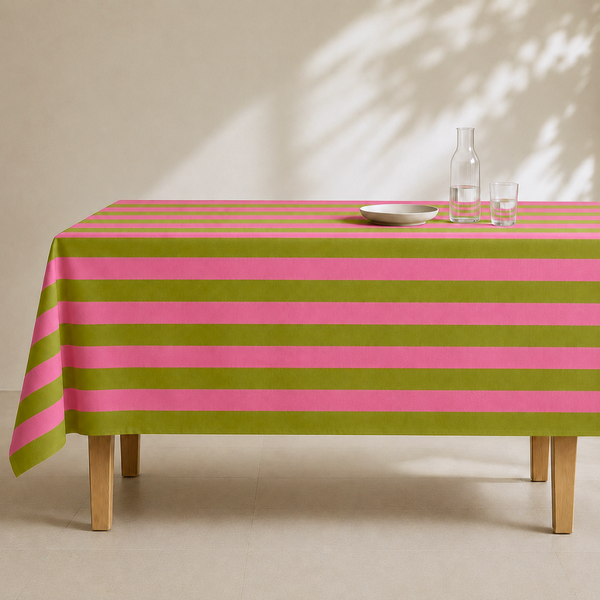 Saint-Tropez Stripe Dokuma Pamuk Leke Tutmaz Masa Örtüsü