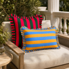 Paros Stripe Fırfır Kenarlı Kırlent Kılıfı