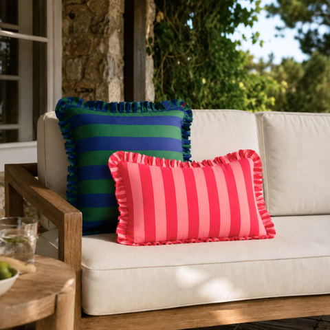 Bellagio Stripe Fırfır Kenarlı Kırlent Kılıfı