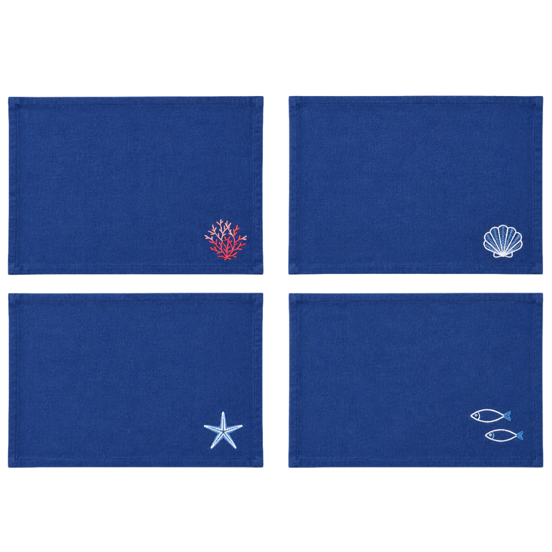 Hydra Premium Denim Nakışlı Amerikan Servis Seti (4'lü Set)