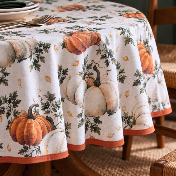 Autumn Reçine Kaplamalı Dokuma Keten Leke Tutmaz Yuvarlak Masa Örtüsü