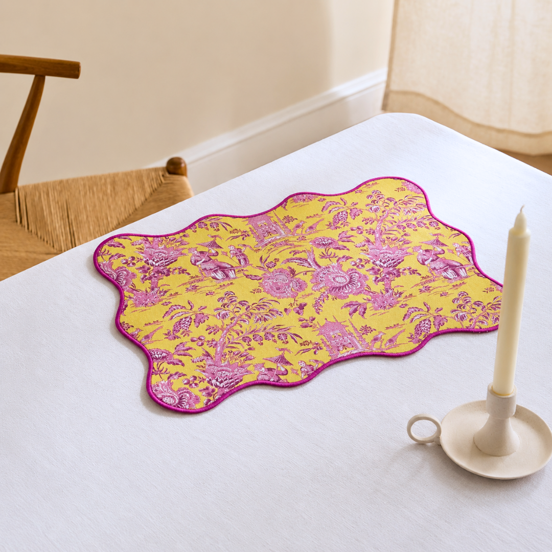Kyoto Village Premium Dokuma Kıvrımlı Amerikan Servisi 35x50 cm Fuşya (2'li Set)