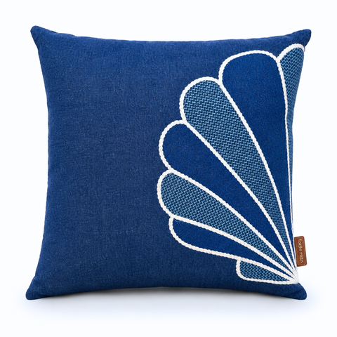 Shell Premium Denim Nakışlı Kırlent Kılıfı 45x45 cm
