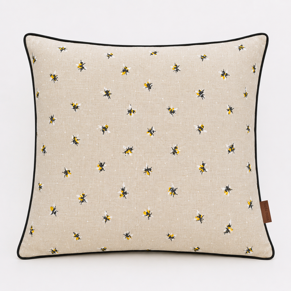 Honeybee Dokuma Pamuk Kırlent Kılıfı Bej