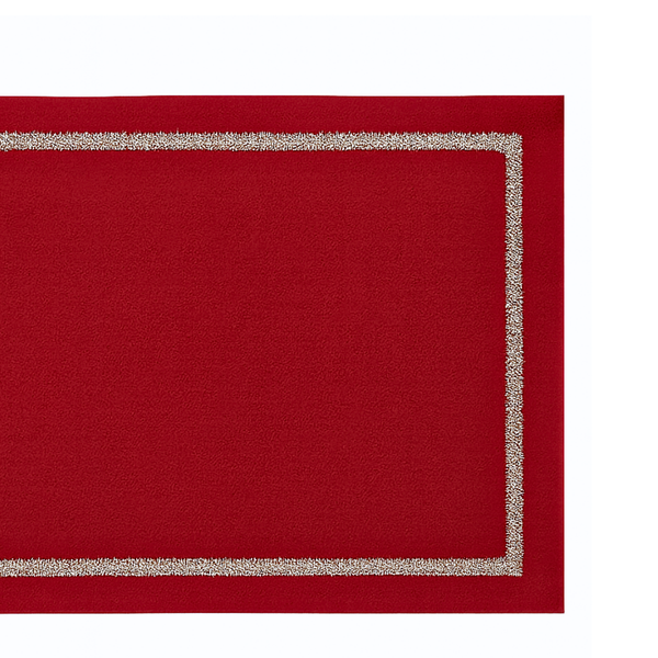 Veloura Leke Tutmaz Nakışlı Keten Amerikan Servisi 35x50 cm Kırmızı (2'li Set)