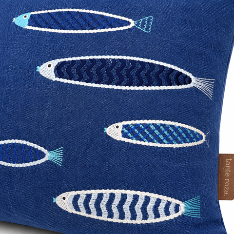 Sardine Premium Denim Nakışlı Kırlent Kılıfı 45x45