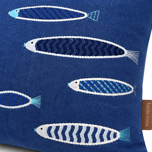 Sardine Premium Kot Nakışlı Kırlent Kılıfı 45x45