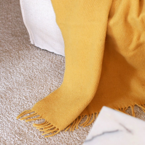Woolmark Tek Kişilik Saf Yün Battaniye Safran