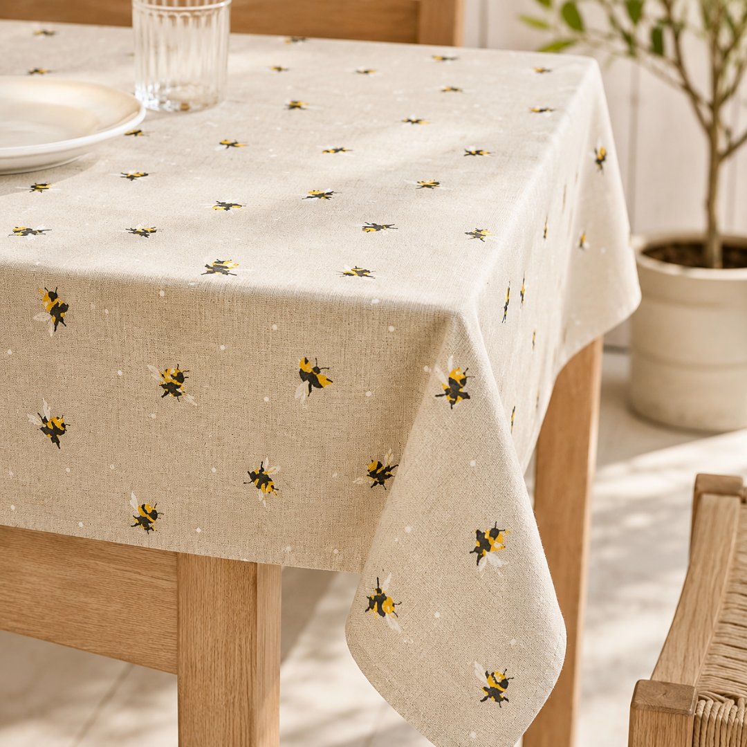 Honeybee Dokuma Pamuk Masa Örtüsü Bej