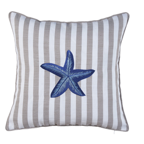 Sea Star Stripe Kırlent Kılıfı 45x45 cm Bej/Lacivert