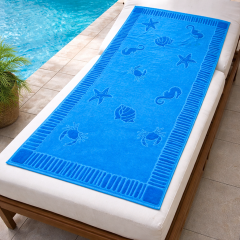 Aqua Premium Pamuk Plaj Havlusu Mavi