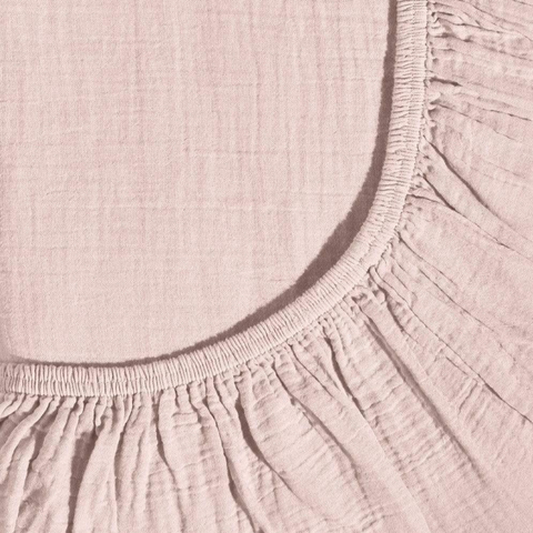 Allure Müslin Pamuk Lastikli Ara Ebat Çarşaf 140x200 cm  Pudra