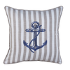 Anchor Stripe Kırlent Kılıfı 45x45 cm Bej/Lacivert