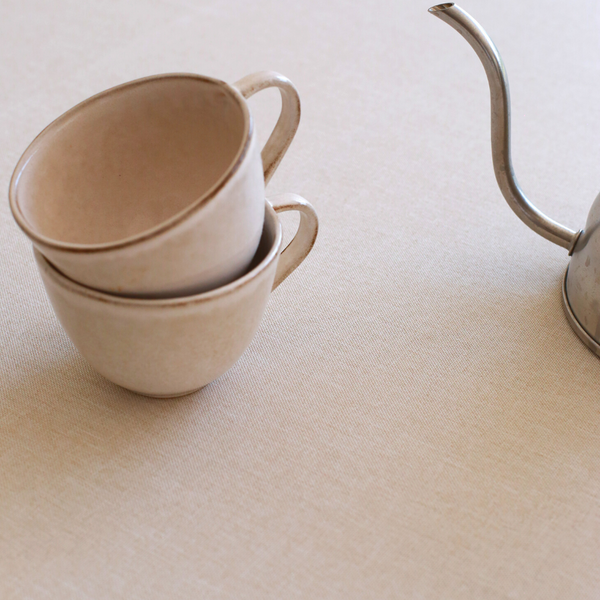 2 Sıra Piko Nakış Detaylı Keten Leke Tutmaz Peçete Kahve Köpüğü (2'li Set)