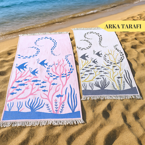 Sea Throw Müslin Pamuk Peştamal Seti 100x180 cm Füme/Lila
