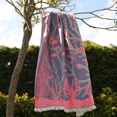 Sea Throw Müslin Pamuk Peştamal Seti 100x180 cm Füme/Lila