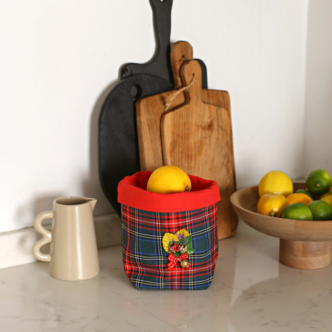 Tartan Çok Amaçlı Organizer Sepet Yeşil