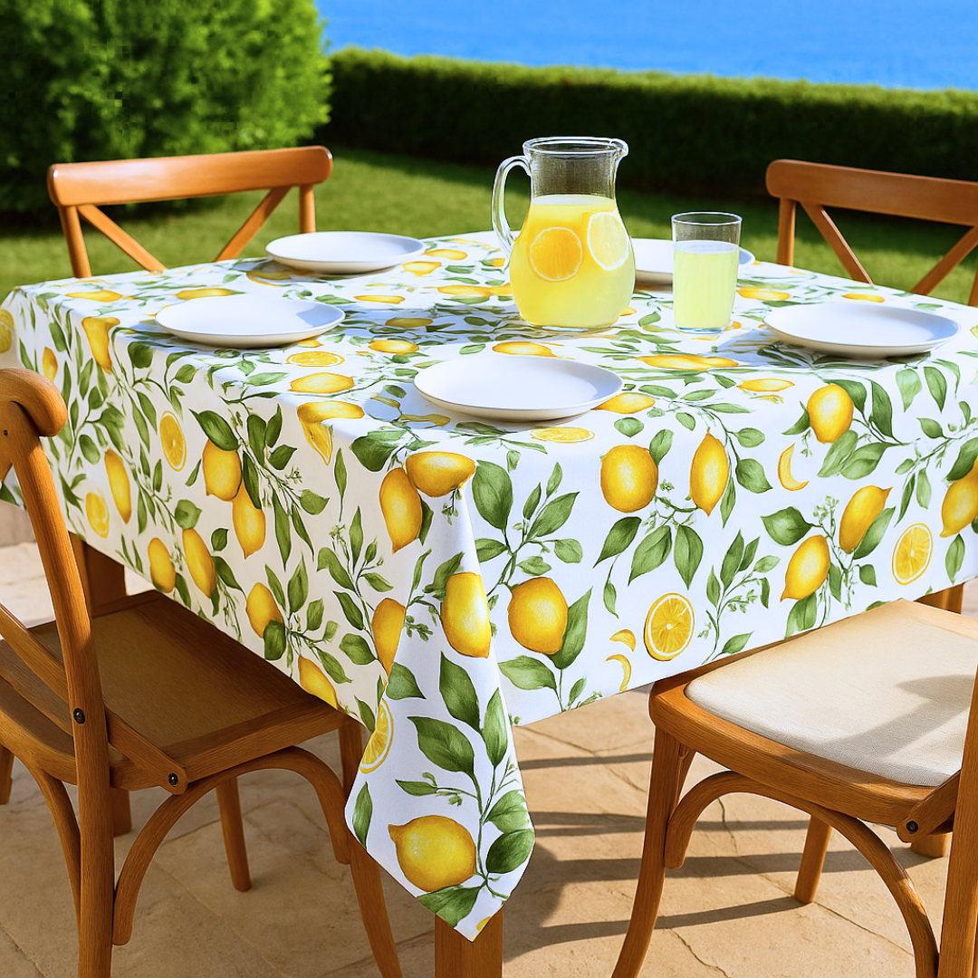 Lemonade Reçine Kaplamalı Dokuma Keten Leke Tutmaz Masa Örtüsü
