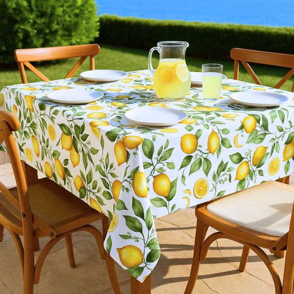 Lemonade Reçine Kaplamalı Dokuma Keten Leke Tutmaz Masa Örtüsü