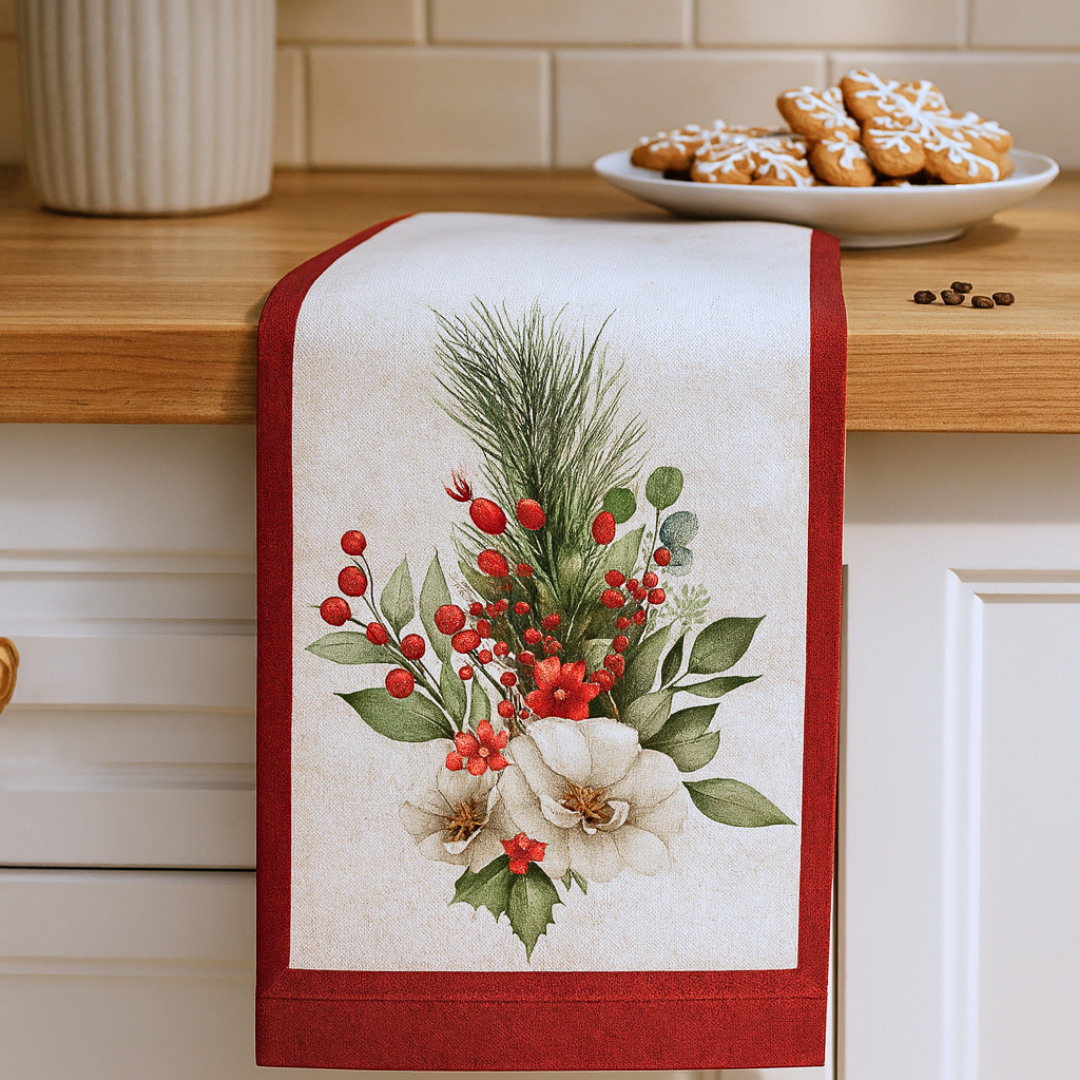 Winter Magnolia Pamuk Mutfak Kurulama Havlusu