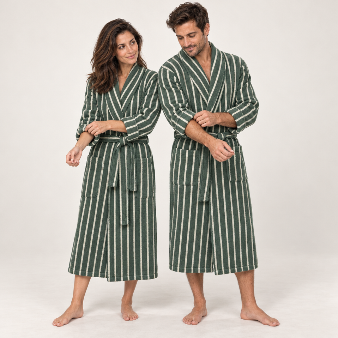 Como %100 Pamuk Unisex Bornoz Çam Yeşili
