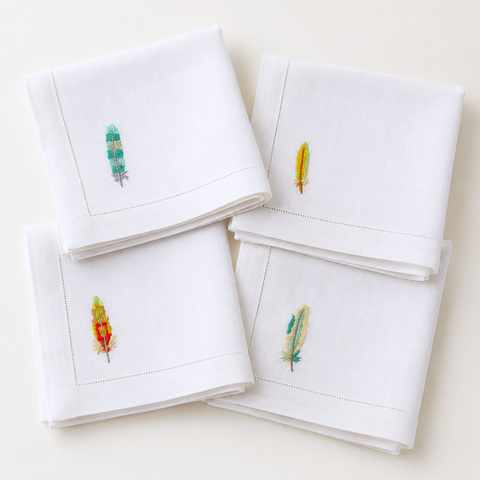 Savana Nakışlı Keten Peçete Seti (4'lü Set)