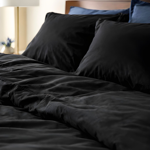 Clara Premium Saten Çift Kişilik Nevresim Takımı 200x220 cm Siyah