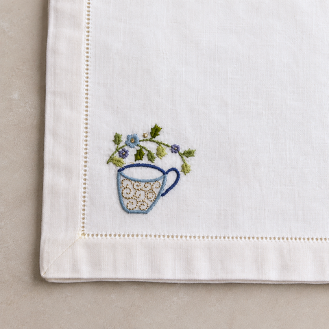 Teapot Nakışlı Keten Peçete Seti (4'lü Set)