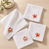 Coral Nakışlı Keten Peçete Seti (4'lü Set)