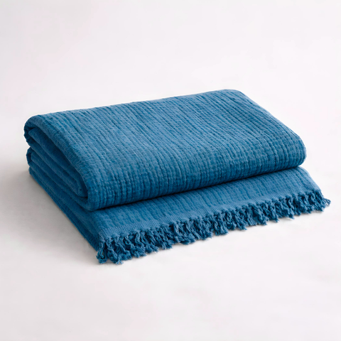 Arel Müslin Throw Örtü 170x240 cm Sis Mavisi