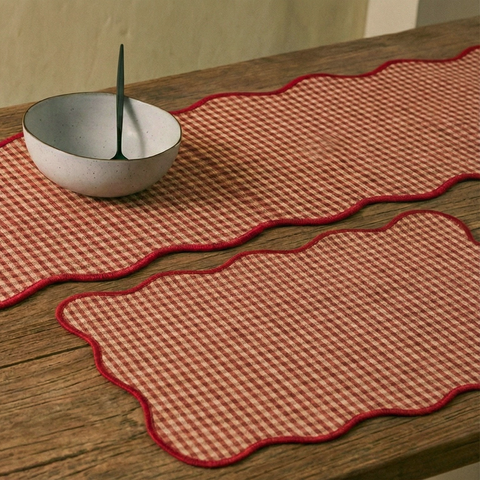 Ginger Kıvrımlı Amerikan Servisi 35x50 cm Kırmızı (2'li Set)