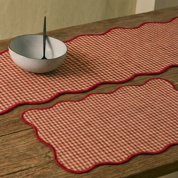 Ginger Premium Dokuma Kıvrımlı Amerikan Servisi 35x50 cm Kırmızı (2'li Set)