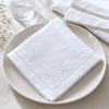 Beyaz İş Nakışlı Keten Peçete Seti (4'lü Paket)