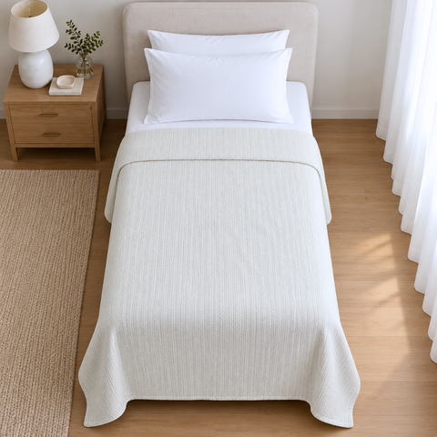 Mila %100 Pamuk Tek Kişilik Pike 160x240 cm Krem