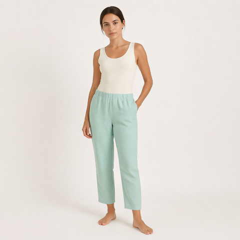 Breeze Keten Kadın Pantolonu Okaliptus