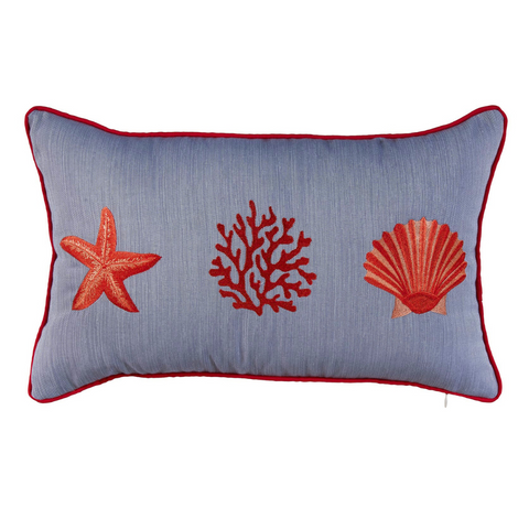 Coral Star Kırlent Kılıfı 30x50 cm Bej/Mavi