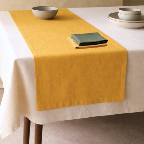 Genoa Dokuma Keten Leke Tutmaz Runner 50x150 cm Safran