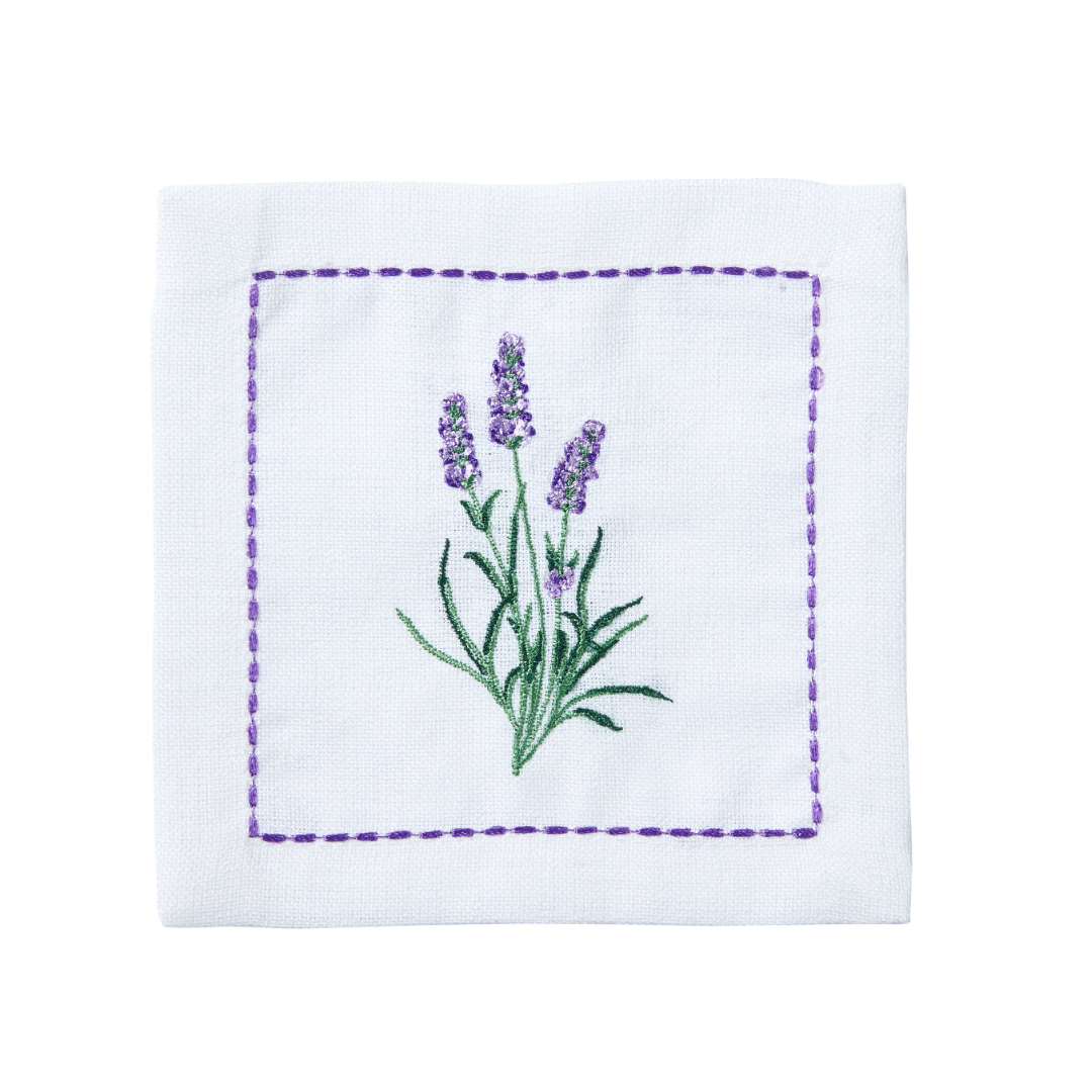 Lavender Nakışlı Leke Tutmaz Kokteyl Peçete 14x14 cm (4'lü Paket)