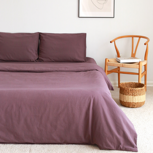 Gofre Dokuma %100 Pamuk Çift Kişilik Nevresim Takımı 200x220 cm Patlıcan Moru