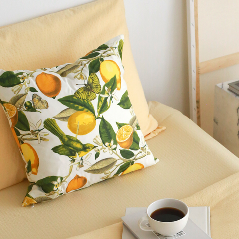 Lemon Dokuma Keten Kırlent Kılıfı