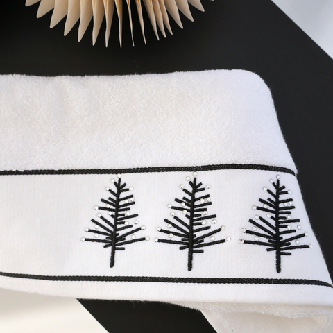 Noelle Nakışlı %100 Pamuk Yüz Havlusu 50x80 cm Beyaz