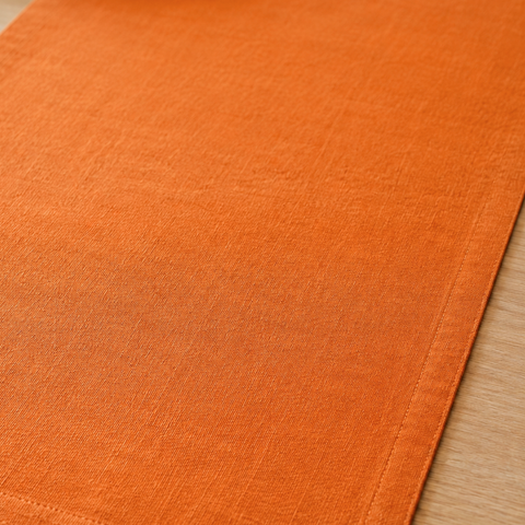 Genoa Dokuma Keten Leke Tutmaz Runner 50x150 cm Turuncu