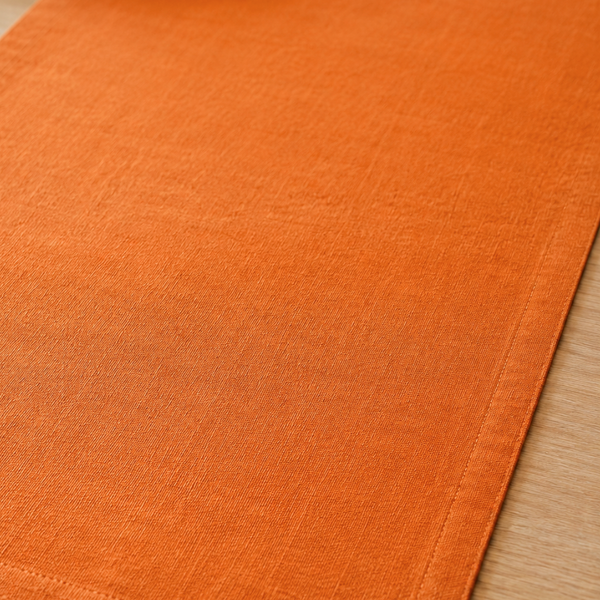 Genoa Dokuma Keten Leke Tutmaz Runner 50x150 cm Turuncu