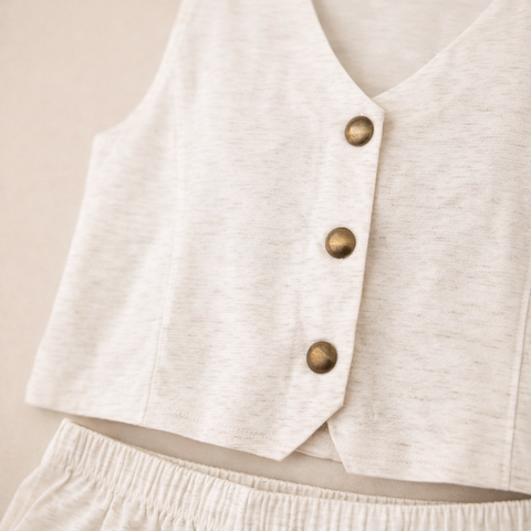 Nora Dokuma Kadın Şortlu Takım Ekru