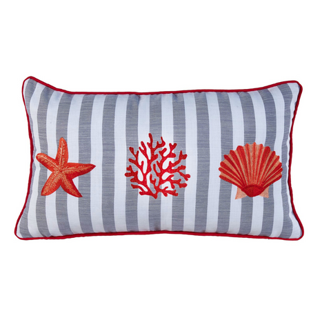 Coral Star Stripe Kırlent Kılıfı 30x50 cm Bej/Mavi